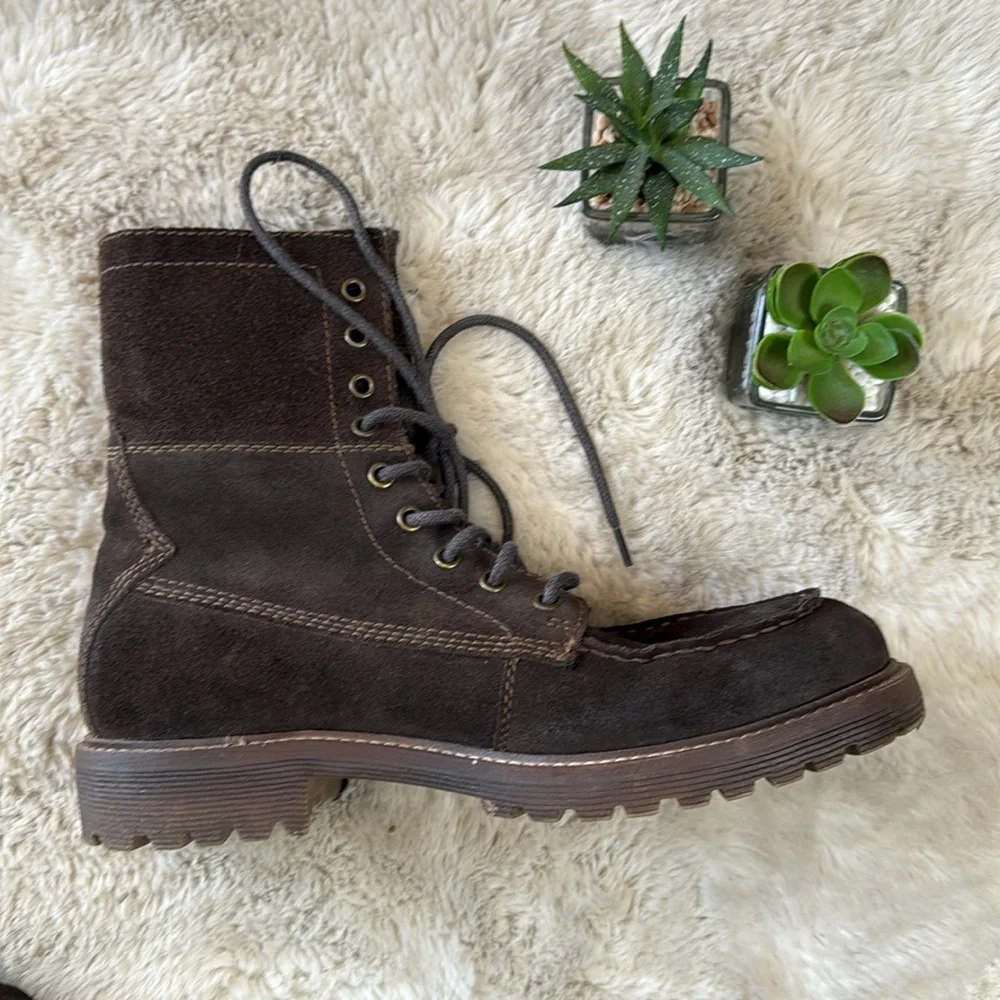 Natha Studio Jeux Olympiques D’hiver 8” Brown Suede Leather Boots Size 9.5
